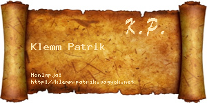 Klemm Patrik névjegykártya